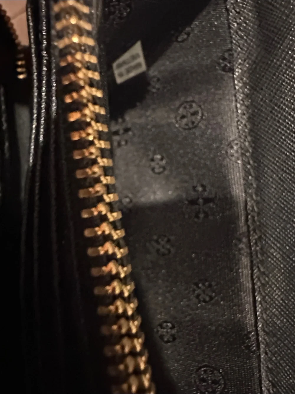 Tory Burch Black Saffiano Zip Wristlet with Gold Logo